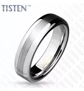 Кольцо Tisten из титан-вольфрама (тистена) R-TS-017 с матовой полосой