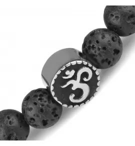 Браслет на резинке Everiot Select LNS-0225 из лавы и бронзита со знаком Ом