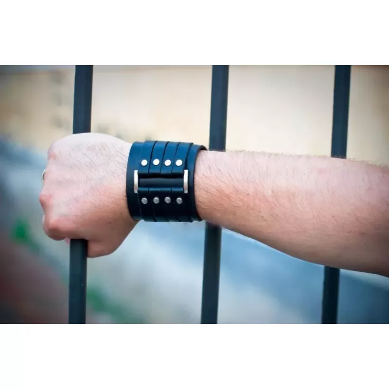 Кожаный браслет мужской Scappa B-203 коричневый и черный