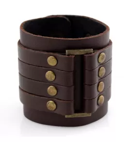 Кожаный браслет мужской Scappa B-203 коричневый и черный