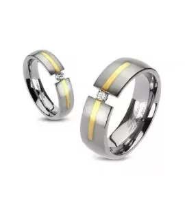 Титановое обручальное кольцо Spikes TI-3389 с фианитом