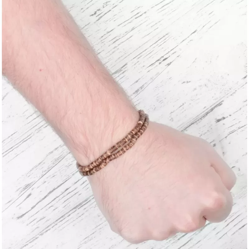 Браслет из деревянных бусин на резинке в два оборота Everiot Select LNS-3126