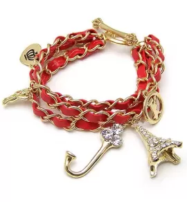 Женский браслет AS-A87586 с подвеской "Эйфелева башня" из экокожи