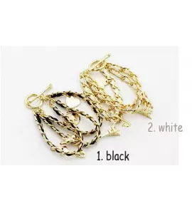 Женский браслет AS-A87586 с подвеской "Эйфелева башня" из экокожи