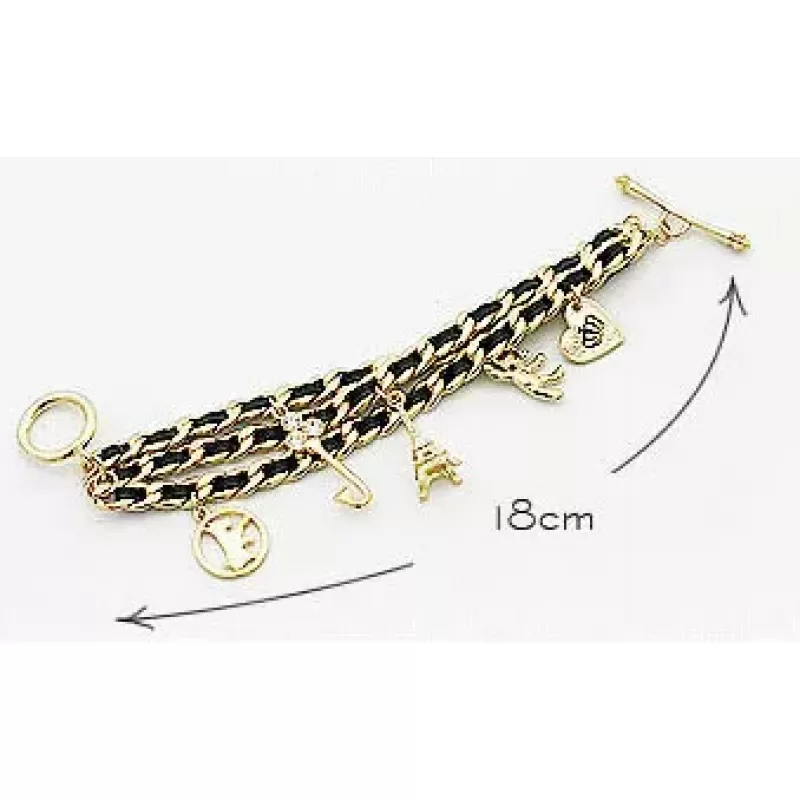 Женский браслет AS-A87586 с подвеской "Эйфелева башня" из экокожи