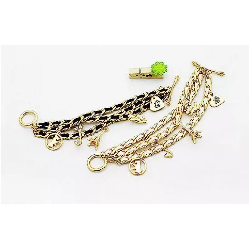 Женский браслет AS-A87586 с подвеской "Эйфелева башня" из экокожи