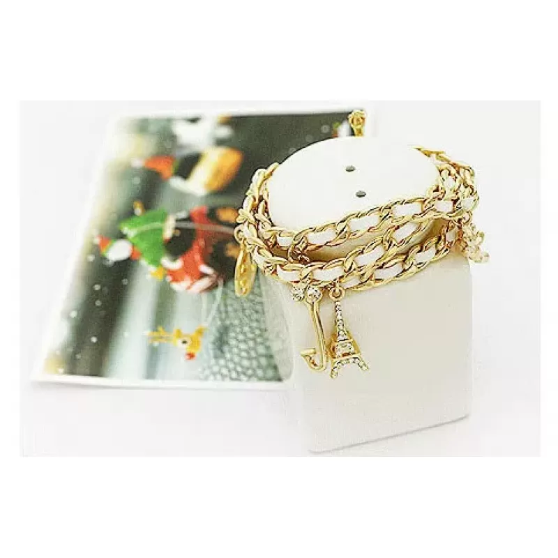 Женский браслет AS-A87586 с подвеской "Эйфелева башня" из экокожи