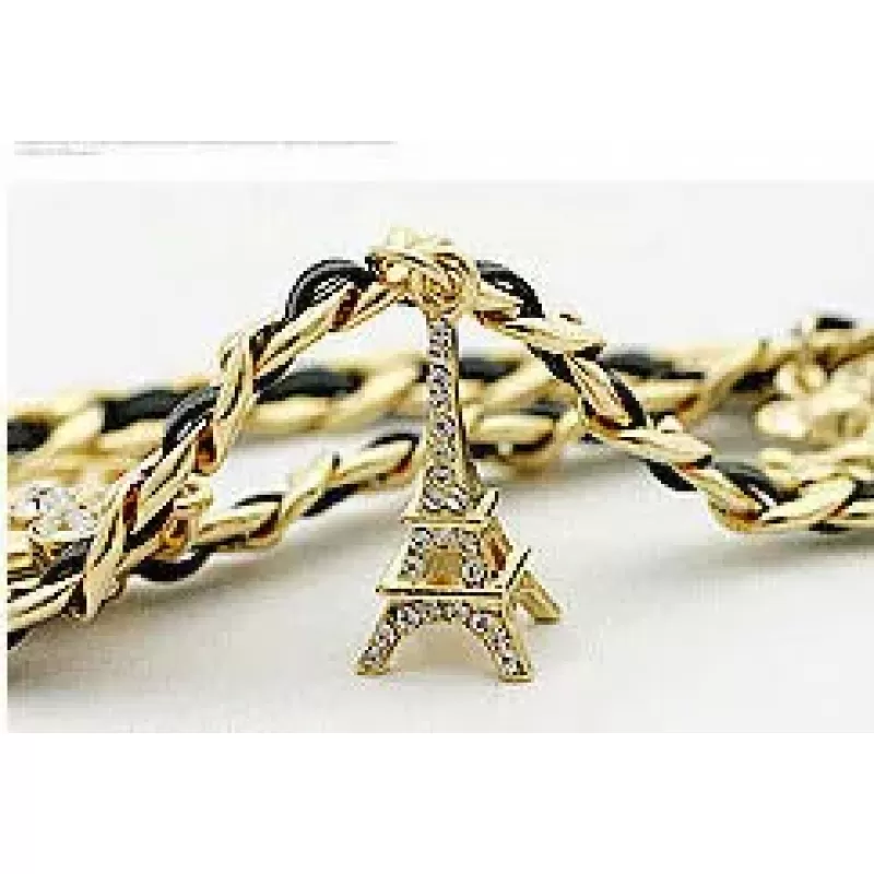 Женский браслет AS-A87586 с подвеской "Эйфелева башня" из экокожи