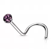 Серьга нострил (улитка) из стали для пирсинга носа PiercedFish NOSE04 с фианитом