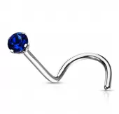Серьга нострил (улитка) из стали для пирсинга носа PiercedFish NOSE04 с фианитом