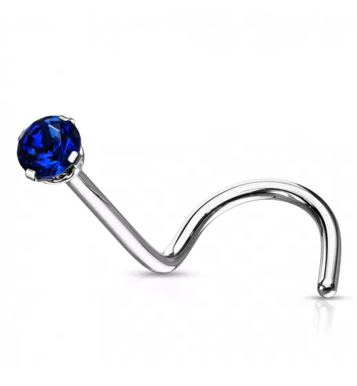 Серьга нострил (улитка) из стали для пирсинга носа PiercedFish NOSE04 с фианитом