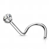 Серьга нострил (улитка) из стали для пирсинга носа PiercedFish NOSE04 с фианитом