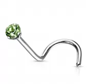 Серьга нострил (улитка) из стали для пирсинга носа PiercedFish NOSE04 с фианитом