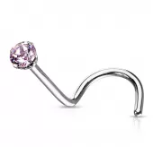 Серьга нострил (улитка) из стали для пирсинга носа PiercedFish NOSE04 с фианитом