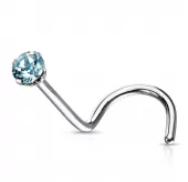 Серьга нострил (улитка) из стали для пирсинга носа PiercedFish NOSE04 с фианитом