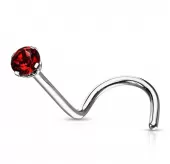 Серьга нострил (улитка) из стали для пирсинга носа PiercedFish NOSE04 с фианитом
