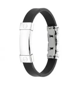 Мужской браслет TATIC SSBM-0184 из стали и каучука с поверхностью для гравировки, лаконичный