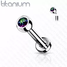 Серьга лабрет из титана для пирсинга уха, губ Pirslab TIL03-VM с кристаллом