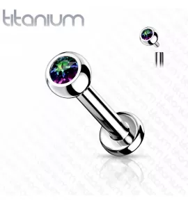 Серьга лабрет из титана для пирсинга уха, губ Pirslab TIL03-VM с кристаллом