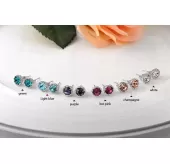 Серьги ROZI RR-05210 гвоздики с цветным камнем, серебристая оправа