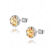 Серьги ROZI RR-05210 гвоздики с цветным камнем, серебристая оправа