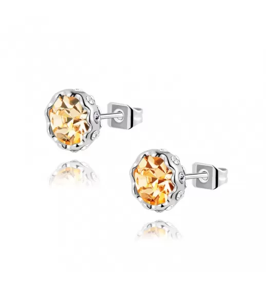 Серьги ROZI RR-05210 гвоздики с цветным камнем, серебристая оправа