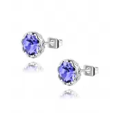 Серьги ROZI RR-05210 гвоздики с цветным камнем, серебристая оправа