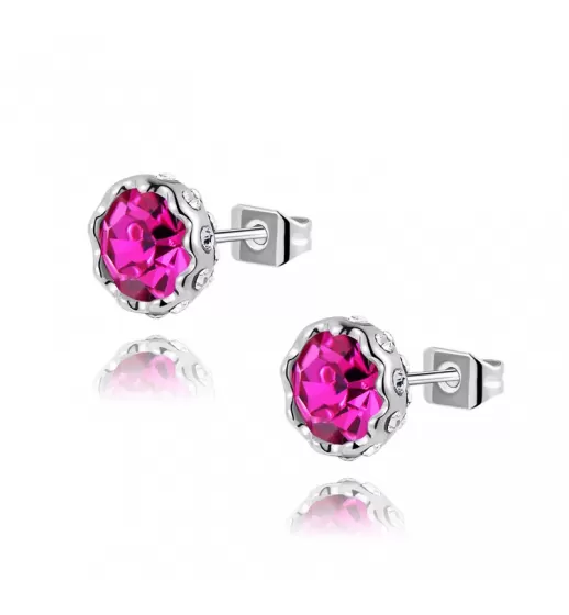 Серьги ROZI RR-05210 гвоздики с цветным камнем, серебристая оправа