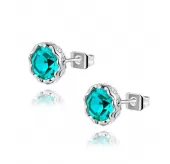 Серьги ROZI RR-05210 гвоздики с цветным камнем, серебристая оправа