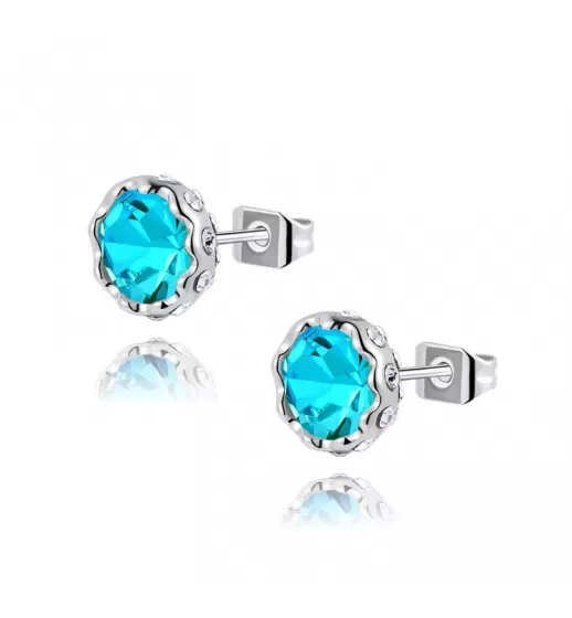 Серьги ROZI RR-05210 гвоздики с цветным камнем, серебристая оправа
