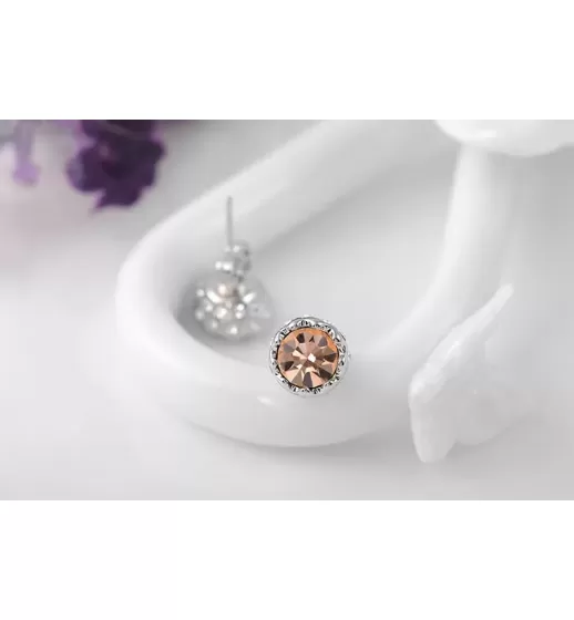 Серьги ROZI RR-05210 гвоздики с цветным камнем, серебристая оправа