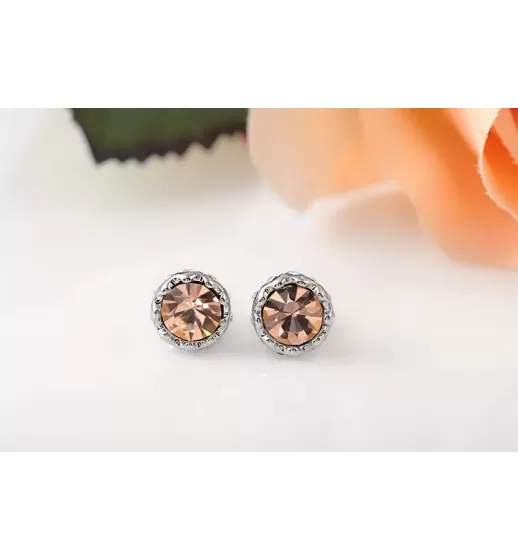 Серьги ROZI RR-05210 гвоздики с цветным камнем, серебристая оправа