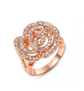 Кольцо ROZI RG-66410B с розой и прозрачными кристаллами