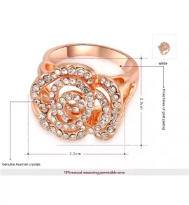 Кольцо ROZI RG-66410B с розой и прозрачными кристаллами