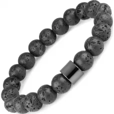 Черный браслет из лавы Everiot Select LNS-2206 на резинке
