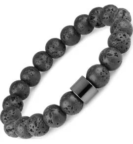 Черный браслет из лавы Everiot Select LNS-2206 на резинке