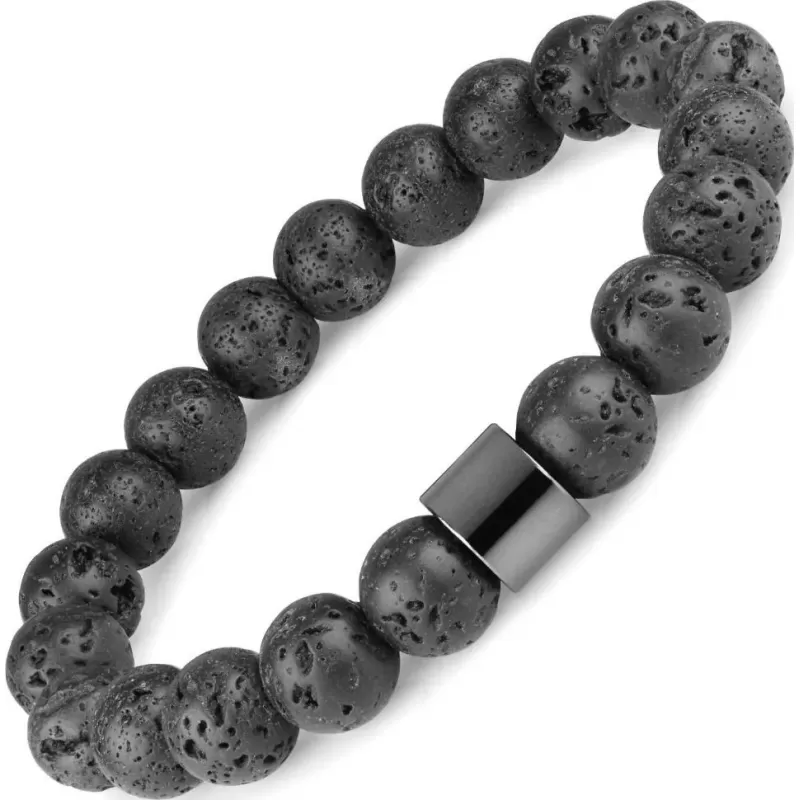 Черный браслет из лавы Everiot Select LNS-2206 на резинке