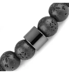 Черный браслет из лавы Everiot Select LNS-2206 на резинке