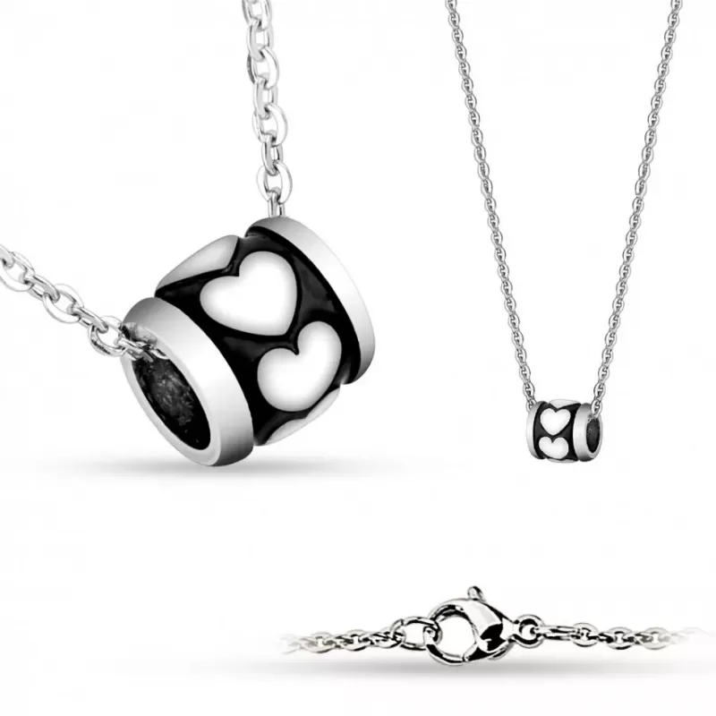 Кулон на цепочке Spikes SSPM-6613 с сердечками