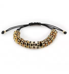 Браслет Everiot SHB-MJ-1714 с черными кристаллами золотистый