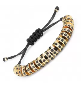 Браслет Everiot SHB-MJ-1714 с черными кристаллами золотистый