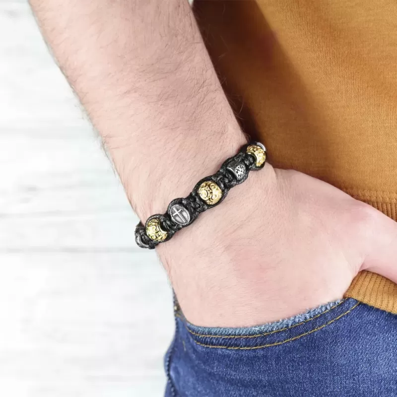 Плетеный мужской браслет Шамбала Everiot Select LNS-3021 с крестом