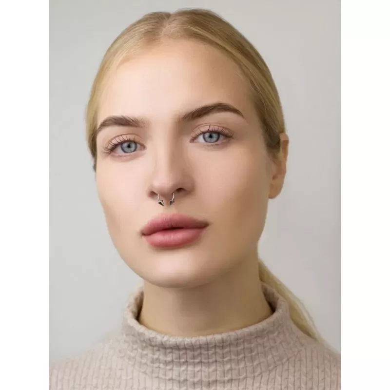 Циркуляр (подкова) из титана с шипами Pirslab T23H02 серьга для септума, хряща уха, брови, носа, губ, пупка, сосков, пирсинга смайл