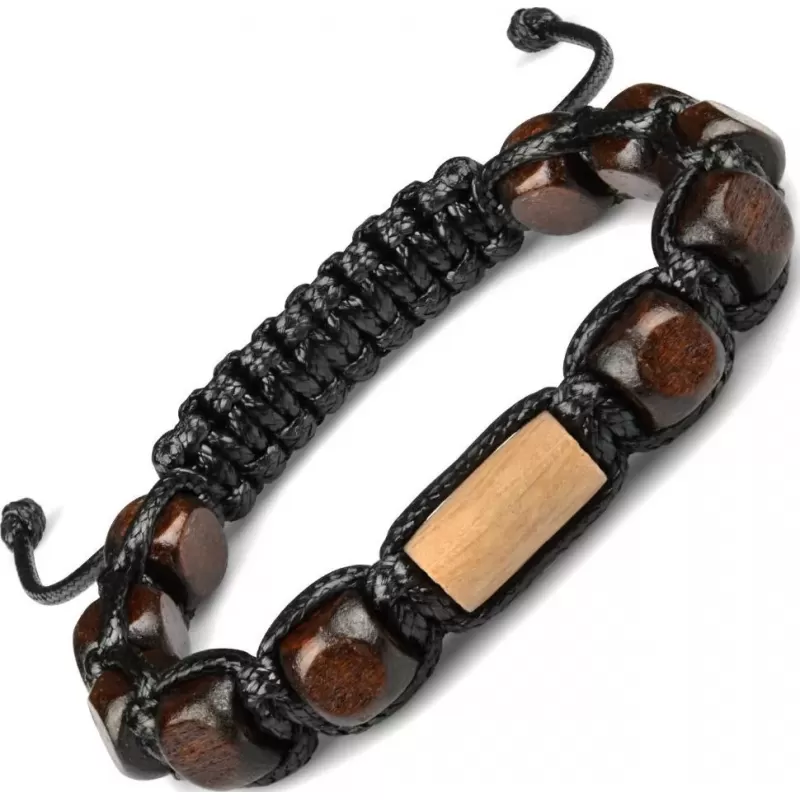 Плетеный браслет ручной работы в стиле Шамбала Everiot Select LNS-3127 из деревянных бусин