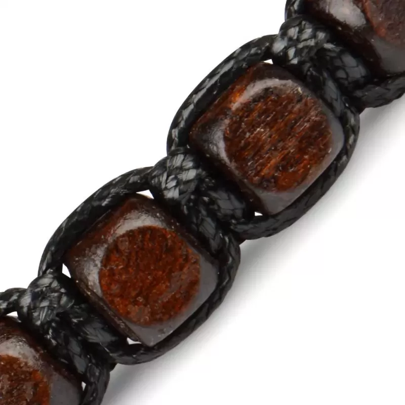 Плетеный браслет ручной работы в стиле Шамбала Everiot Select LNS-3127 из деревянных бусин