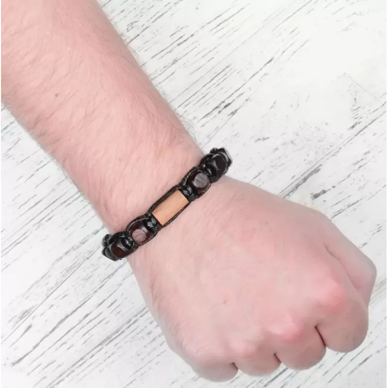 Плетеный браслет ручной работы в стиле Шамбала Everiot Select LNS-3127 из деревянных бусин