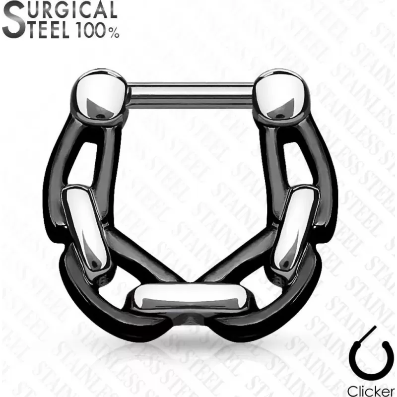 Серьга кликер "Цепь" для пирсинга септума или хряща уха PiercedFish SEPS-44 из стали