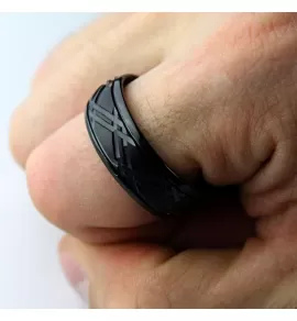Черное мужское кольцо из карбида вольфрама CARRAJI R-TU-0124