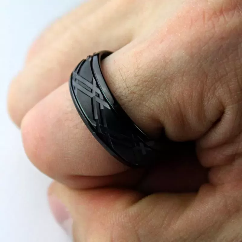 Черное мужское кольцо из карбида вольфрама CARRAJI R-TU-0124