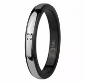 Кольцо из стали Everiot AAB-328GRSSBK с фианитом черное